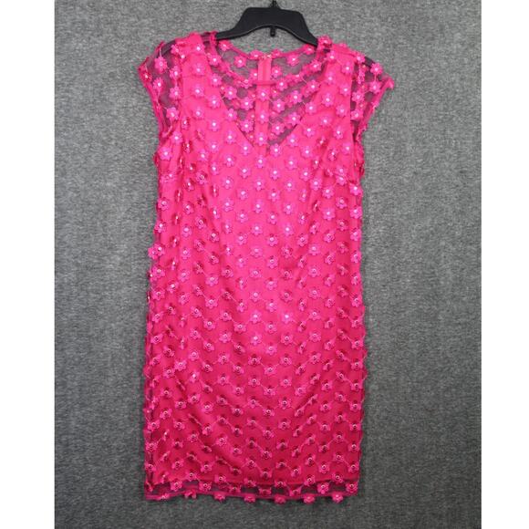 Nanette Lepore Shift Dress Women's 4 Dress Pink Fuschia Floral Lace Daisy Barbie - Picture 2 of 6